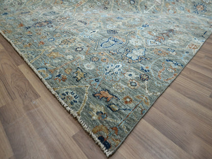 Agra Oushak hand-knotted wool rug in Green, 10'1" x 14' — SKU O077089 (view 6)