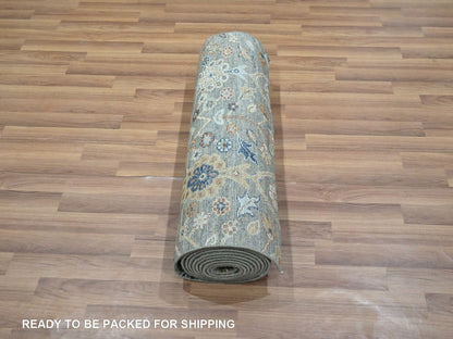 Agra Oushak hand-knotted wool runner in Green, 2'6" x 14' — SKU O077090 (view 5)