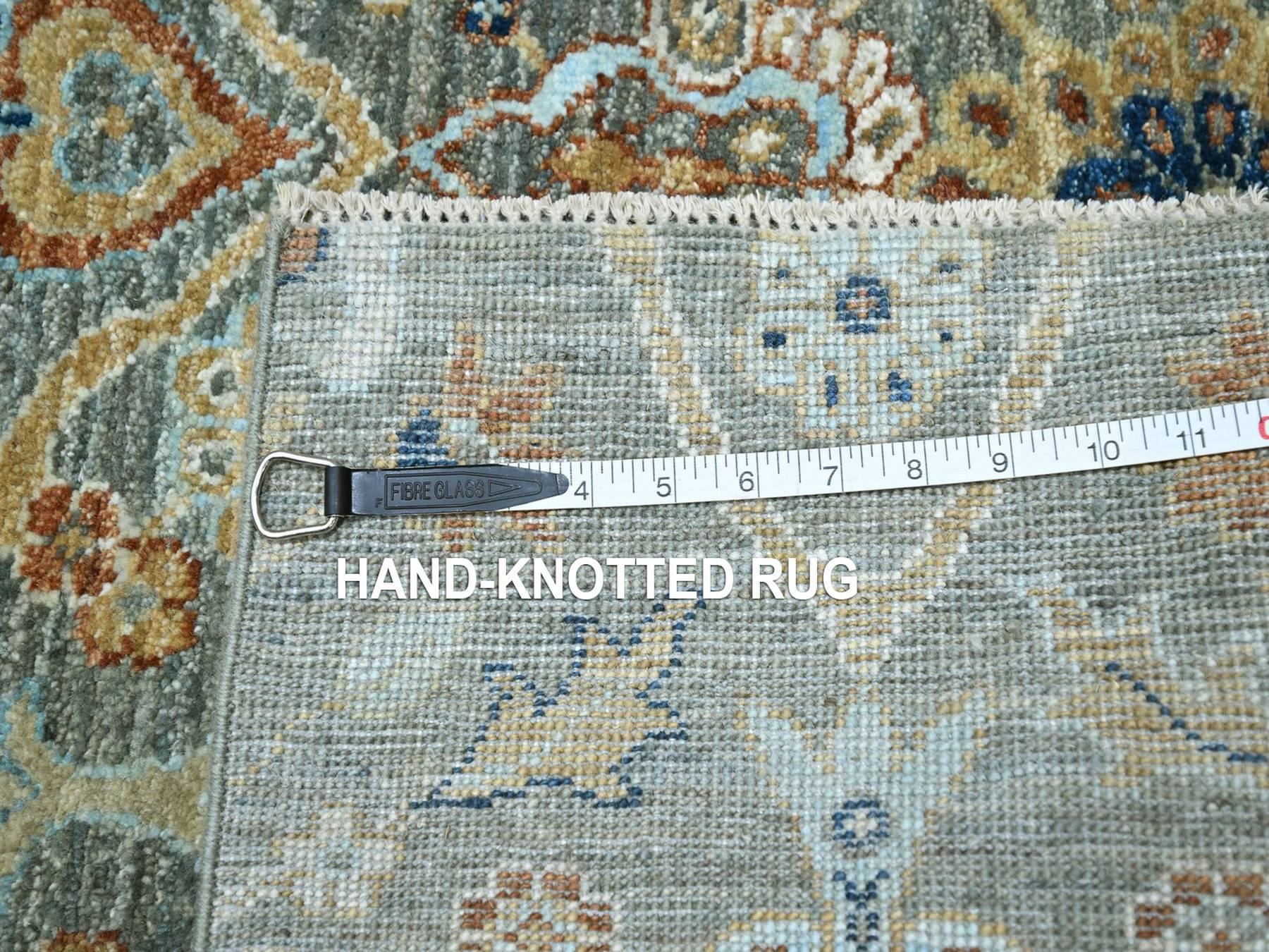 Agra Oushak hand-knotted wool runner in Green, 2'6" x 14' — SKU O077090 (view 7)