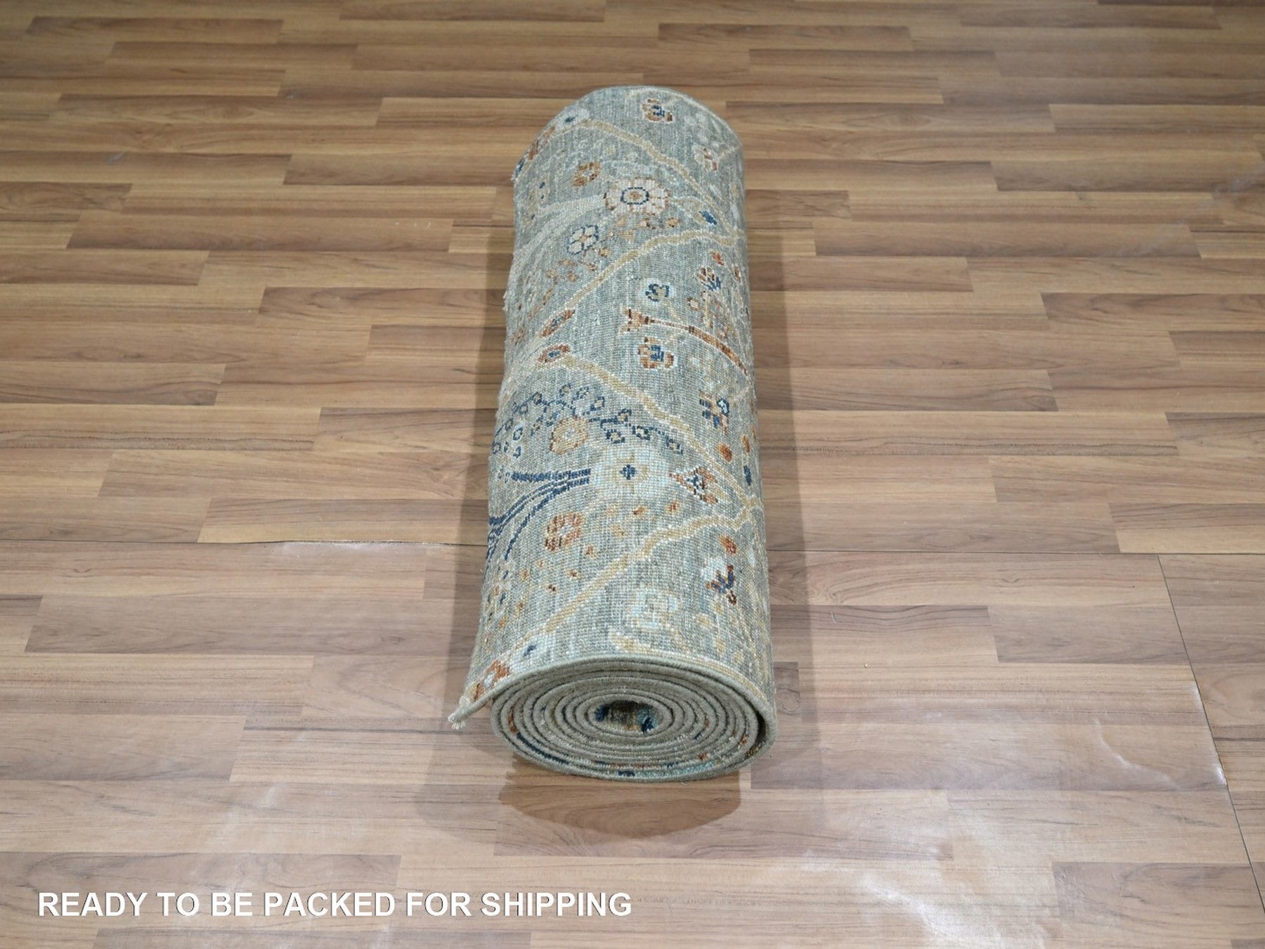 Agra Oushak hand-knotted wool runner in Green, 2'6" x 16'1" — SKU O077091 (view 5)