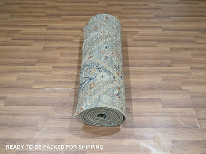 Agra Oushak hand-knotted wool runner in Green, 2'6" x 16'1" — SKU O077091 (view 5)