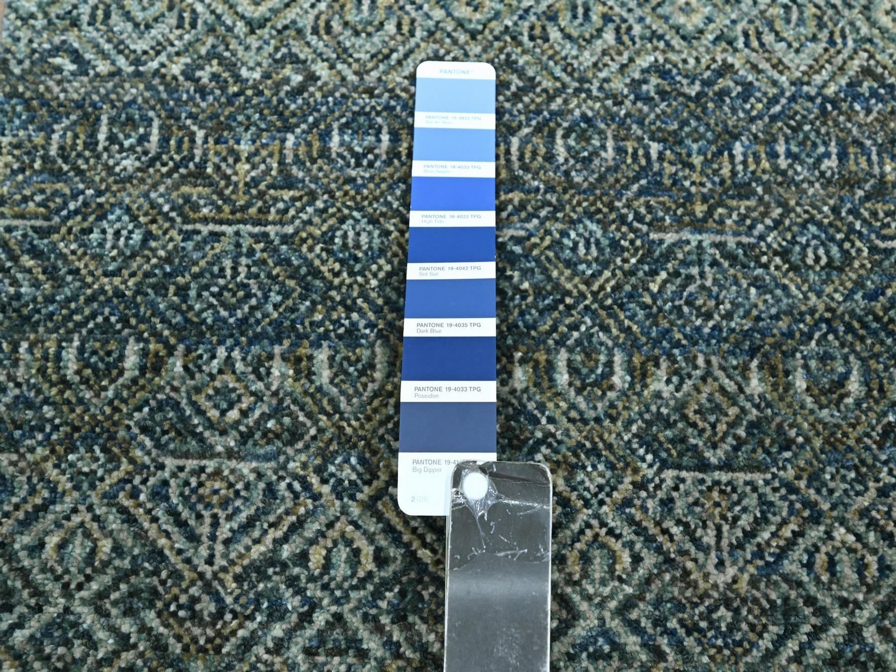 Modern / Contemporary hand-knotted wool runner in Blue, 2'7" x 16' — SKU O077092 (view 4)