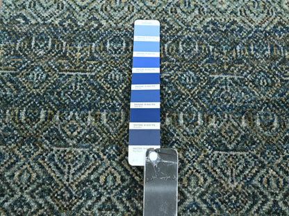 Modern / Contemporary hand-knotted wool runner in Blue, 2'7" x 16' — SKU O077092 (view 4)