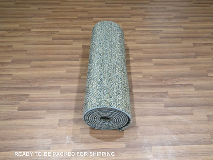 Modern / Contemporary hand-knotted wool runner in Blue, 2'7" x 16' — SKU O077092 (view 5)