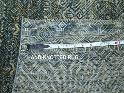 Modern / Contemporary hand-knotted wool runner in Blue, 2'7" x 16' — SKU O077092 (view 7)