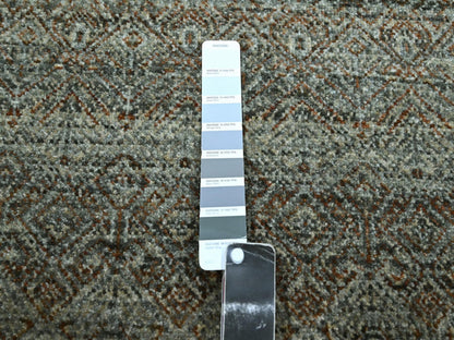 Modern / Contemporary hand-knotted wool runner in Green, 2'6" x 15'11" — SKU O077093 (view 4)