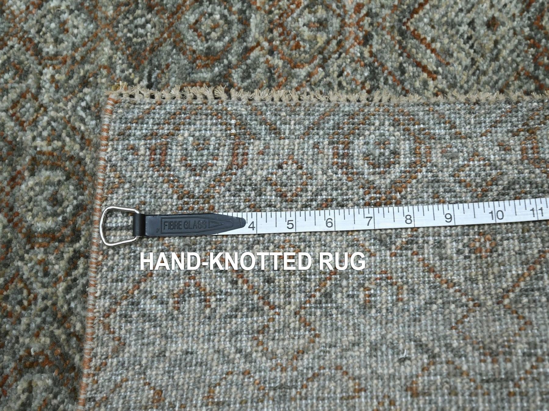 Modern / Contemporary hand-knotted wool runner in Green, 2'6" x 15'11" — SKU O077093 (view 7)