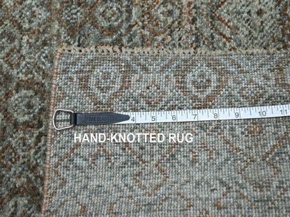 Modern / Contemporary hand-knotted wool runner in Green, 2'6" x 15'11" — SKU O077093 (view 7)