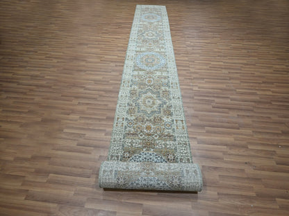 Mamluk Mamluk hand-knotted wool runner in Green, 2'8" x 21'11" — SKU O077094 (view 2)