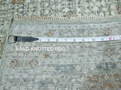 Mamluk Mamluk hand-knotted wool runner in Green, 2'8" x 21'11" — SKU O077094 (view 7)