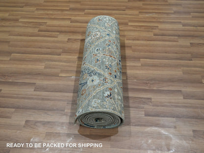 Agra Oushak hand-knotted wool runner in Green, 2'6" x 25'10" — SKU O077096 (view 5)