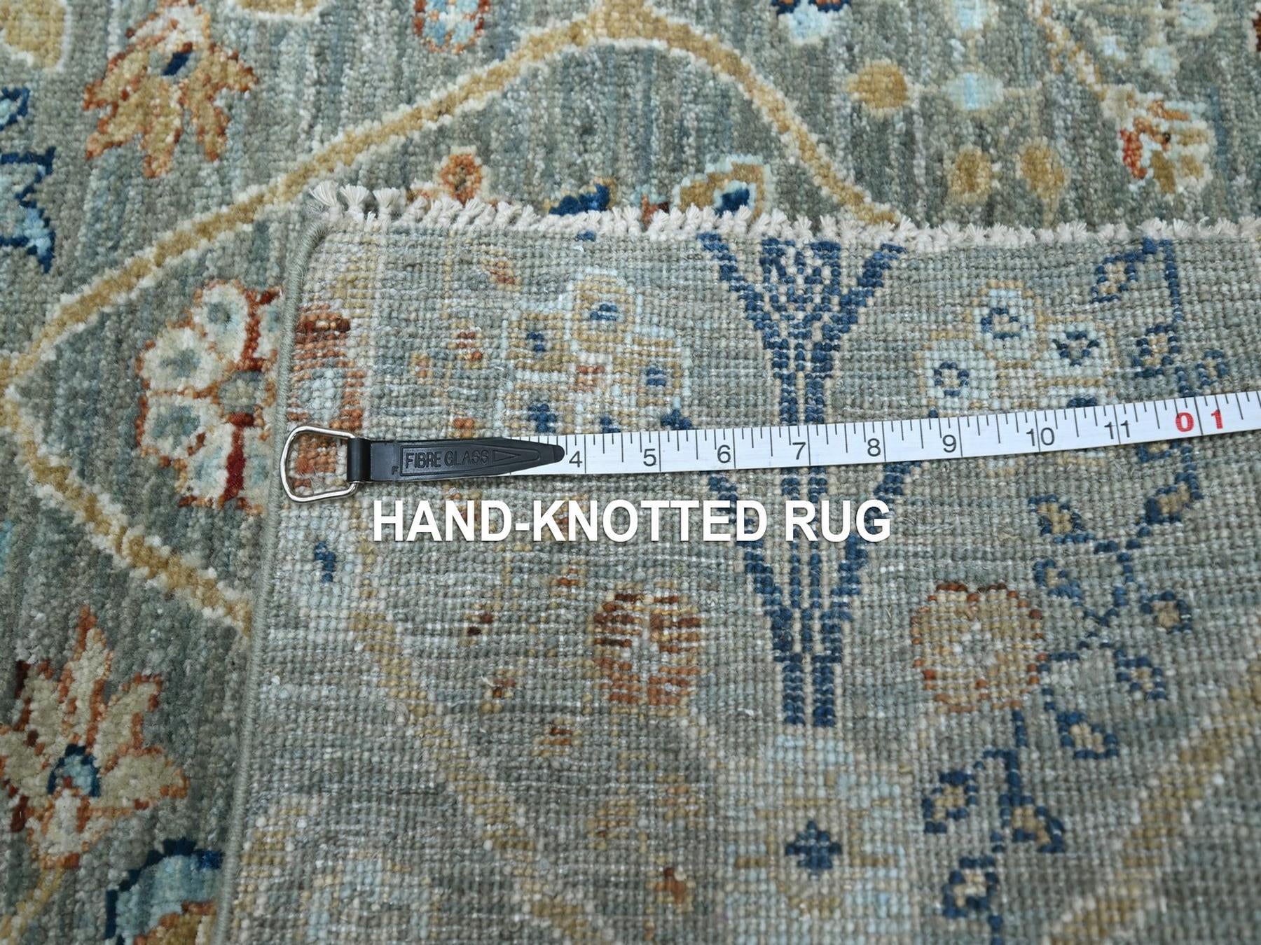 Agra Oushak hand-knotted wool runner in Green, 2'6" x 25'10" — SKU O077096 (view 7)