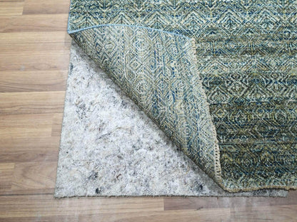 Modern / Contemporary hand-knotted wool runner in Blue, 2'6" x 25'11" — SKU O077097 (view 3)
