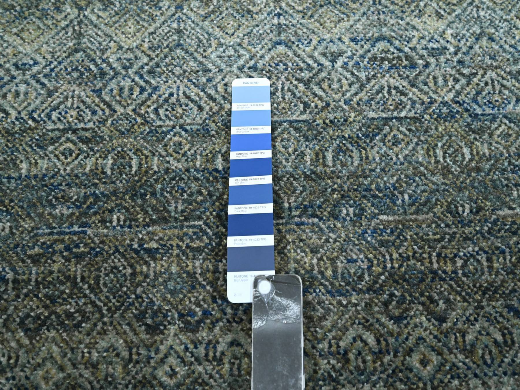 Modern / Contemporary hand-knotted wool runner in Blue, 2'6" x 25'11" — SKU O077097 (view 4)
