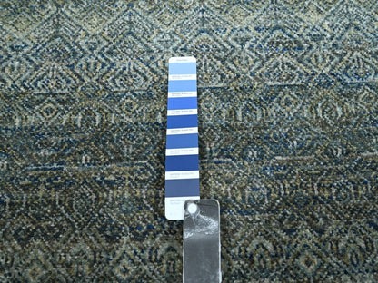 Modern / Contemporary hand-knotted wool runner in Blue, 2'6" x 25'11" — SKU O077097 (view 4)