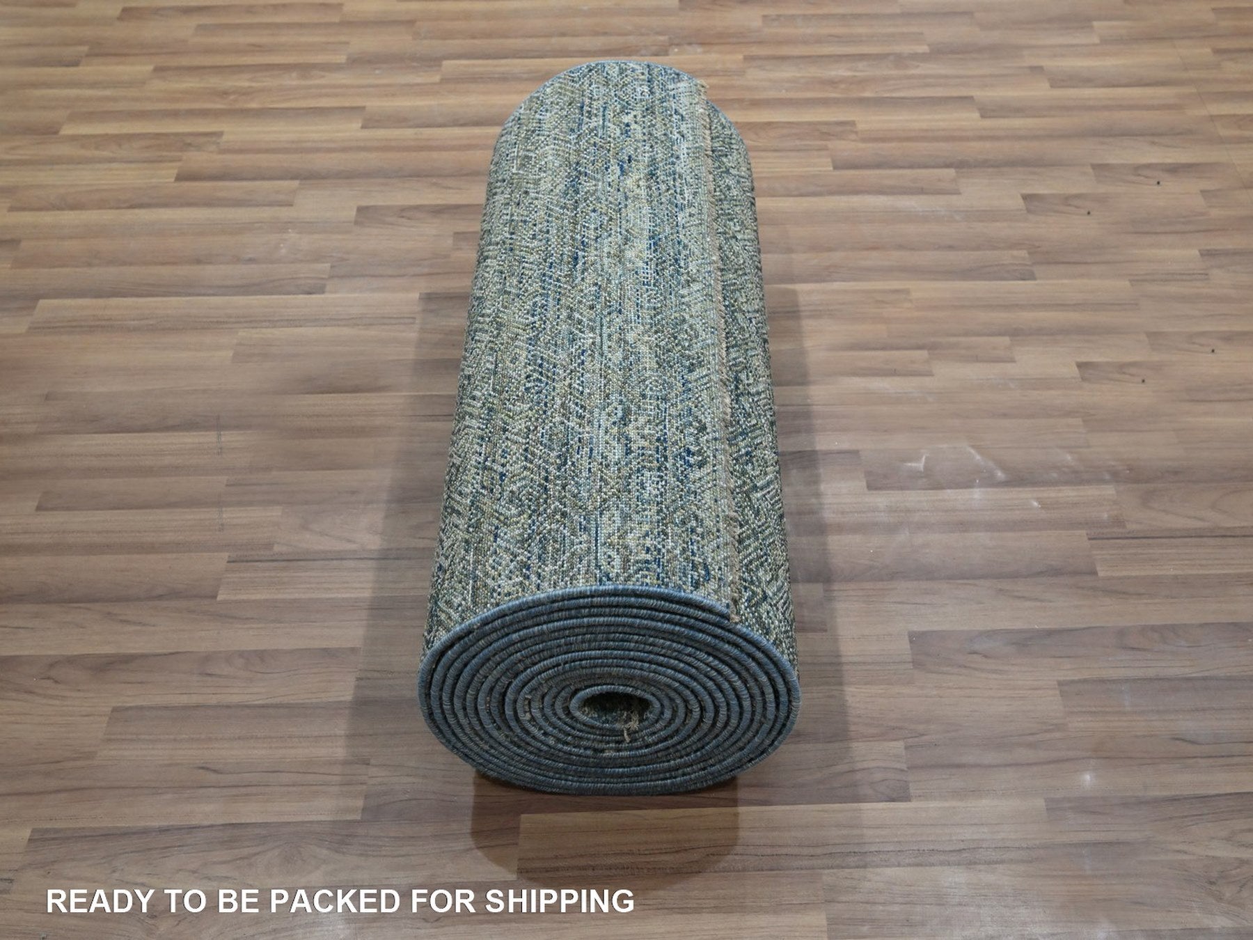 Modern / Contemporary hand-knotted wool runner in Blue, 2'6" x 25'11" — SKU O077097 (view 5)