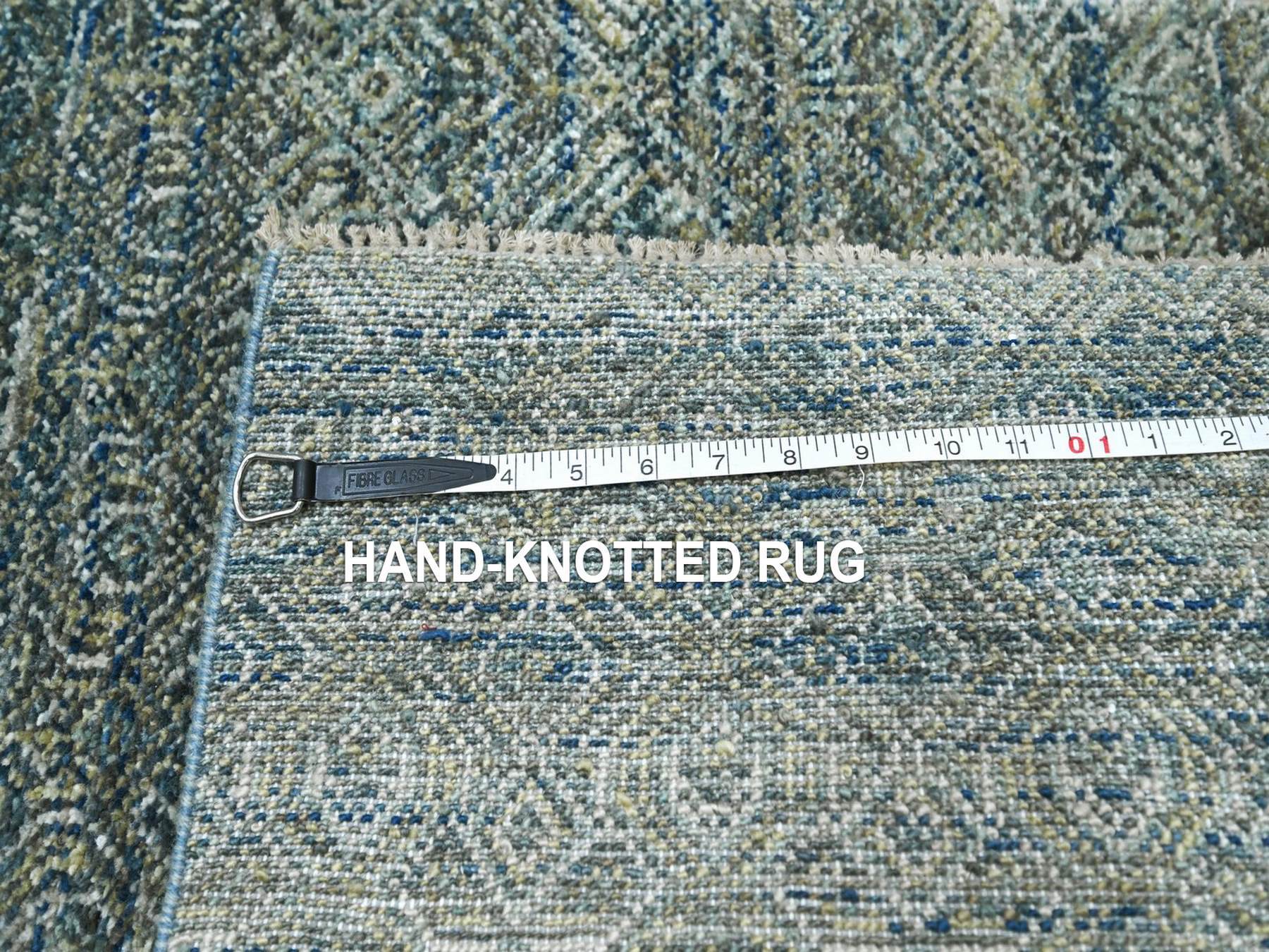 Modern / Contemporary hand-knotted wool runner in Blue, 2'6" x 25'11" — SKU O077097 (view 7)