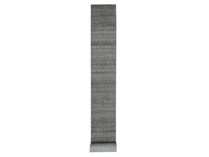Modern / Contemporary hand-knotted wool runner in Green, 2'6" x 25'11" — SKU O077098