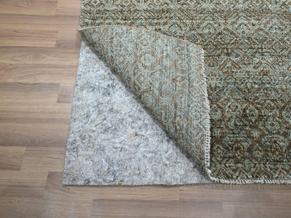 Modern / Contemporary hand-knotted wool runner in Green, 2'6" x 25'11" — SKU O077098 (view 3)