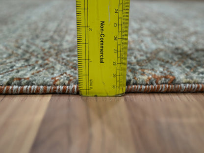 Modern / Contemporary hand-knotted wool runner in Green, 2'6" x 25'11" — SKU O077098 (view 6)