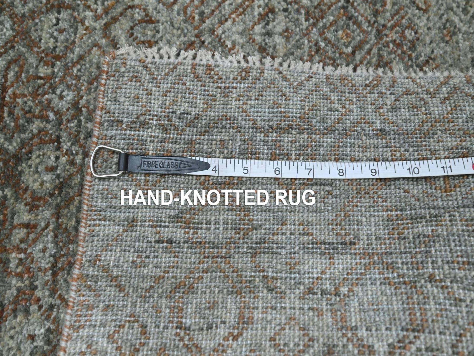Modern / Contemporary hand-knotted wool runner in Green, 2'6" x 25'11" — SKU O077098 (view 7)