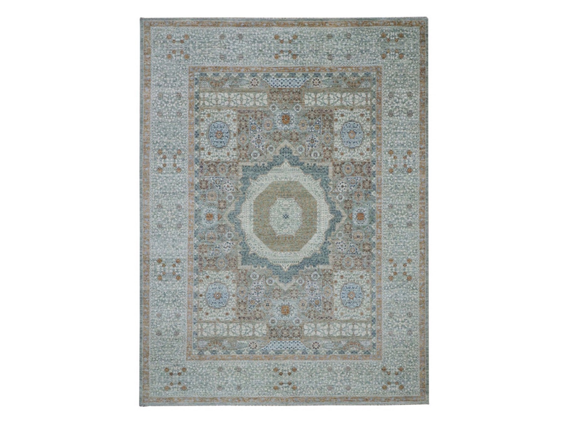 Mamluk Mamluk hand-knotted wool rug in Green, 8'11" x 12'1" — SKU O077099