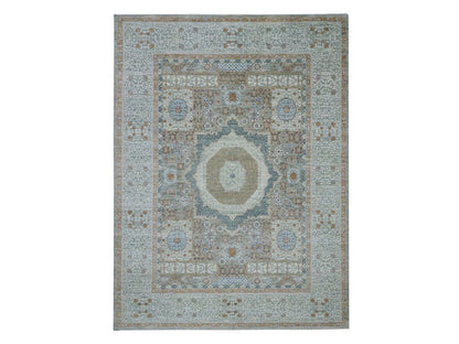 Mamluk Mamluk hand-knotted wool rug in Green, 8'11" x 12'1" — SKU O077099