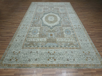 Mamluk Mamluk hand-knotted wool rug in Green, 8'11" x 12'1" — SKU O077099 (view 2)