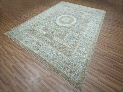 Mamluk Mamluk hand-knotted wool rug in Green, 8'11" x 12'1" — SKU O077099 (view 3)