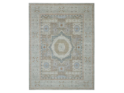 Mamluk Mamluk hand-knotted wool rug in Green, 9'1" x 12' — SKU O077100
