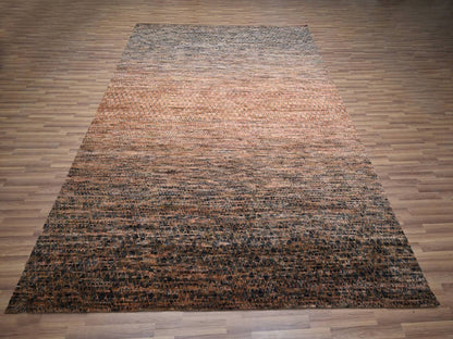 Modern / Contemporary hand-knotted wool rug in Brown, 9'1" x 11'11" — SKU O077102 (view 2)