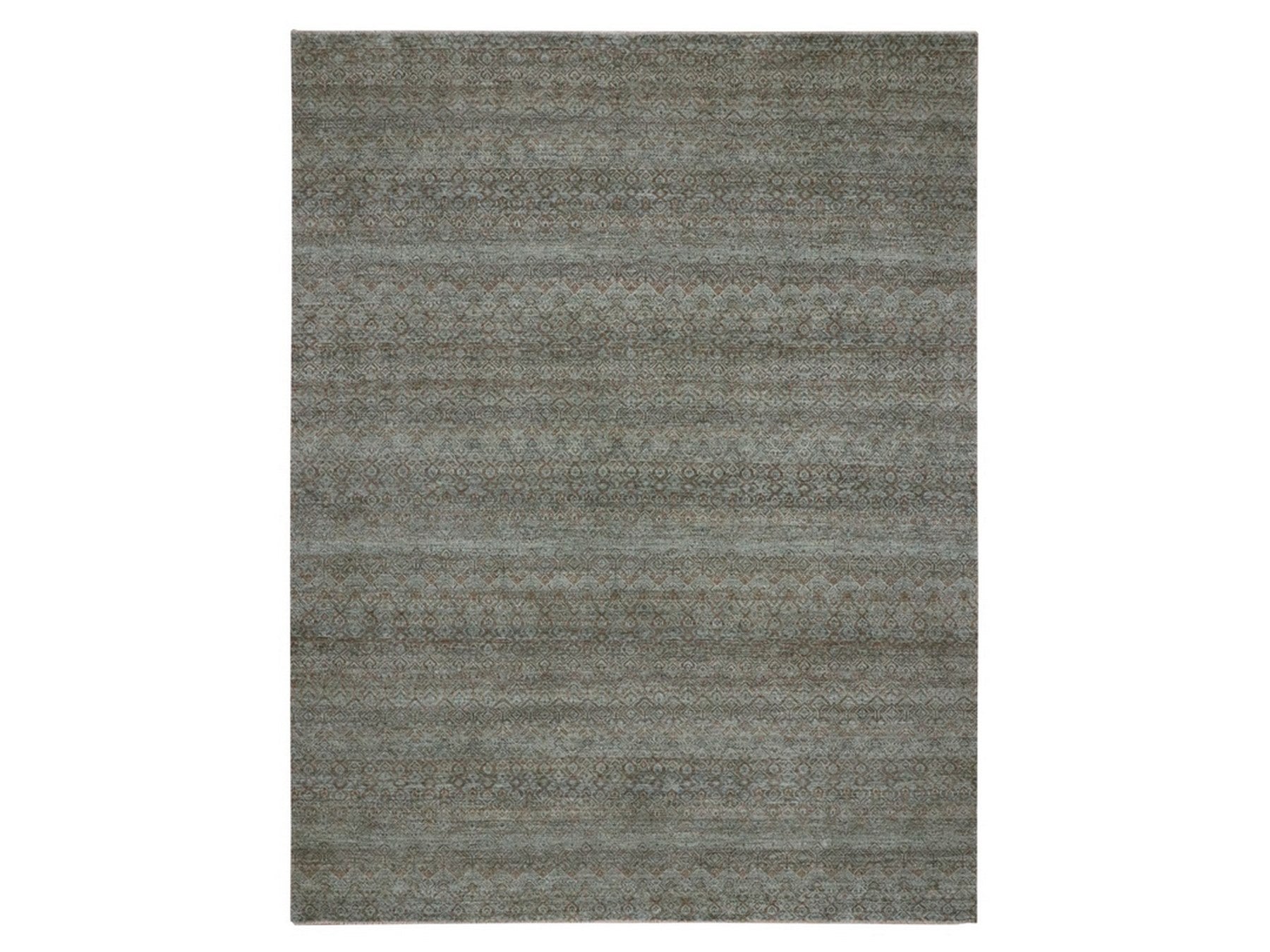 Modern / Contemporary hand-knotted wool rug in Green, 9' x 11'10" — SKU O077103