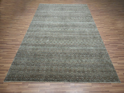 Modern / Contemporary hand-knotted wool rug in Green, 9' x 11'10" — SKU O077103 (view 2)