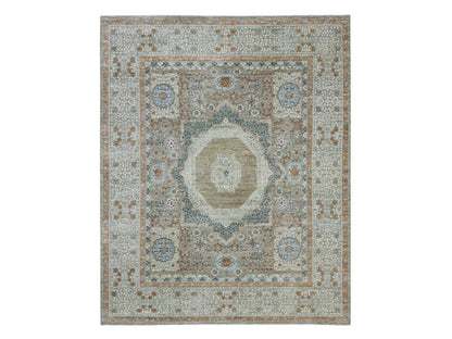 Mamluk Mamluk hand-knotted wool rug in Green, 8' x 10' — SKU O077105