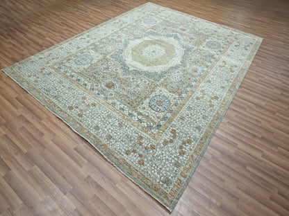 Mamluk Mamluk hand-knotted wool rug in Green, 8' x 10' — SKU O077105 (view 3)