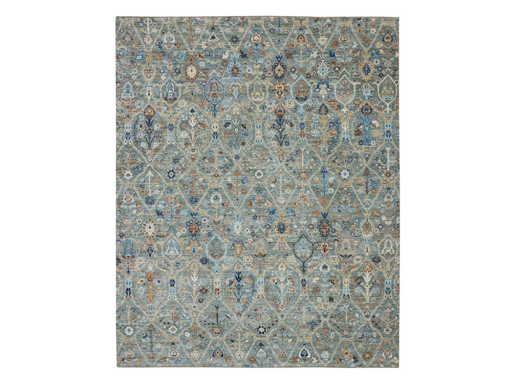 Agra Oushak hand-knotted wool rug in Green, 8'1" x 10'1" — SKU O077106