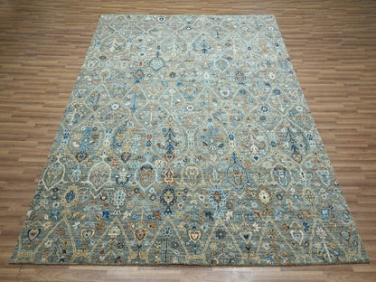 Agra Oushak hand-knotted wool rug in Green, 8'1" x 10'1" — SKU O077106 (view 2)