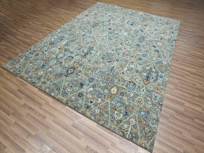 Agra Oushak hand-knotted wool rug in Green, 8'1" x 10'1" — SKU O077106 (view 3)