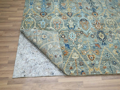 Agra Oushak hand-knotted wool rug in Green, 8'1" x 10'1" — SKU O077106 (view 4)
