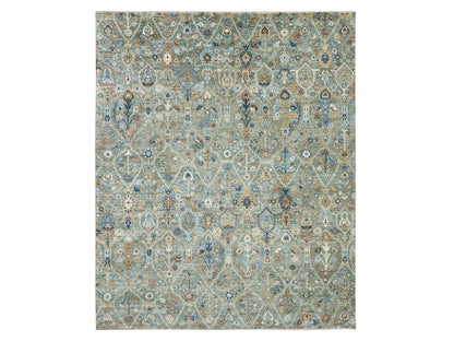 Agra Oushak hand-knotted wool rug in Green, 8'1" x 10' — SKU O077107