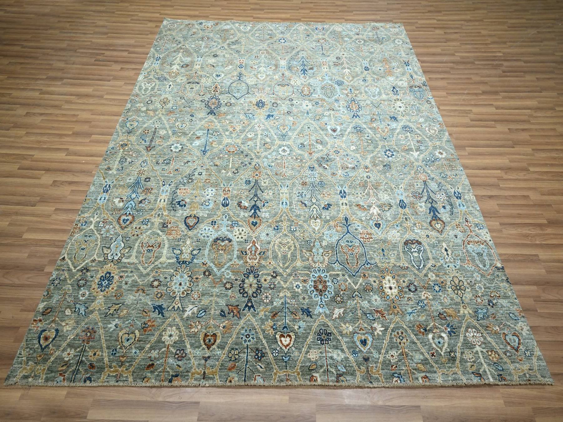 Agra Oushak hand-knotted wool rug in Green, 8'1" x 10' — SKU O077107 (view 2)