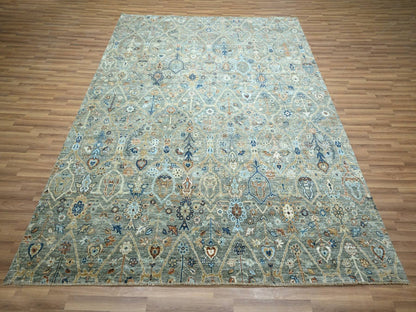 Agra Oushak hand-knotted wool rug in Green, 8'1" x 10' — SKU O077107 (view 2)