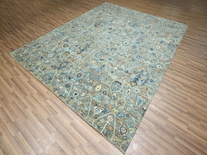 Agra Oushak hand-knotted wool rug in Green, 8'1" x 10' — SKU O077107 (view 3)