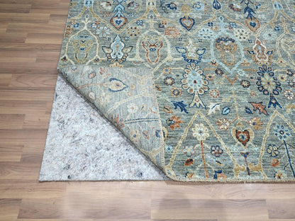 Agra Oushak hand-knotted wool rug in Green, 8'1" x 10' — SKU O077107 (view 4)
