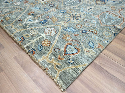 Agra Oushak hand-knotted wool rug in Green, 8'1" x 10' — SKU O077107 (view 6)