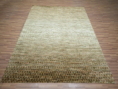 Modern / Contemporary hand-knotted wool rug in Brown, 8'1" x 10' — SKU O077108 (view 2)