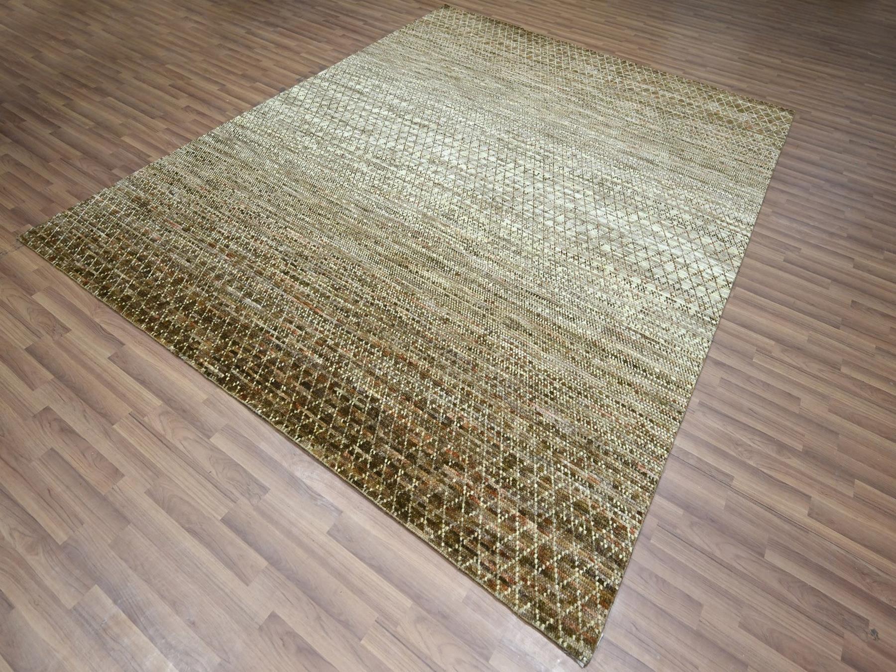 Modern / Contemporary hand-knotted wool rug in Brown, 8'1" x 10' — SKU O077108 (view 3)