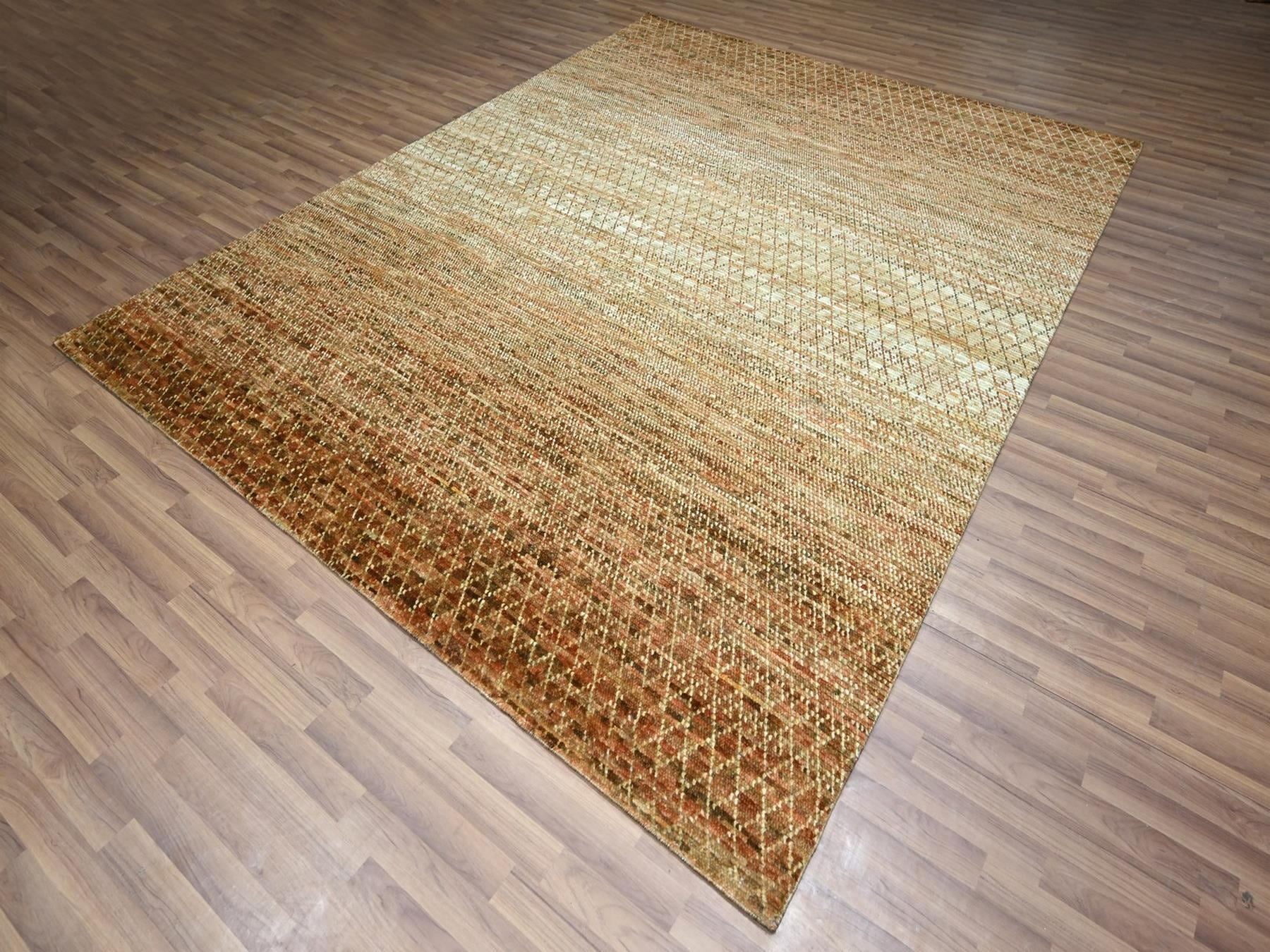 Modern / Contemporary hand-knotted wool rug in Brown, 8'1" x 10'1" — SKU O077109 (view 3)