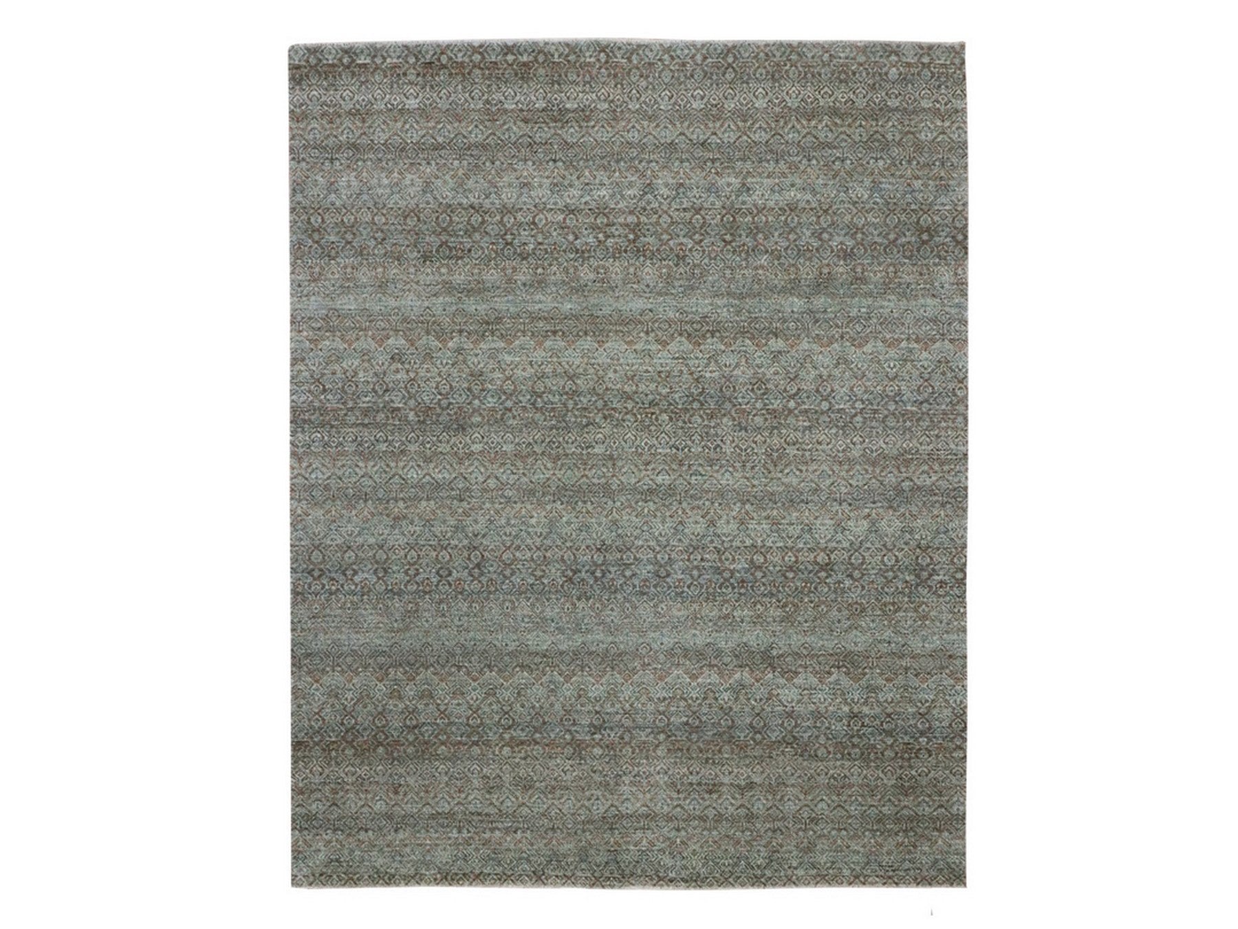 Modern / Contemporary hand-knotted wool rug in Green, 8' x 10' — SKU O077110
