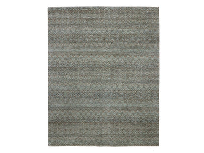 Modern / Contemporary hand-knotted wool rug in Green, 8' x 10' — SKU O077110